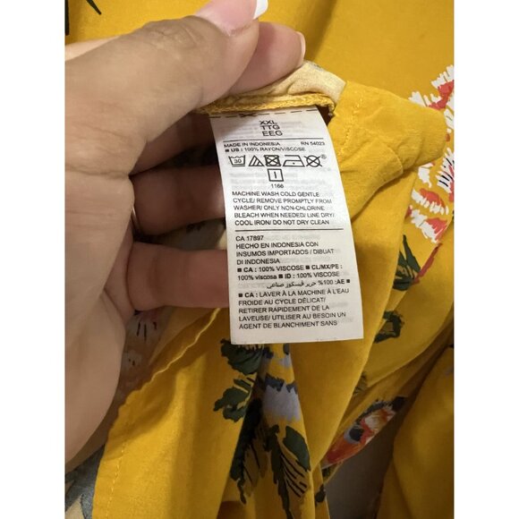 Old Navy Yellow Floral Shift Dress Tie Sleeves Round Neck Mini Size XXL - Picture 5 of 9